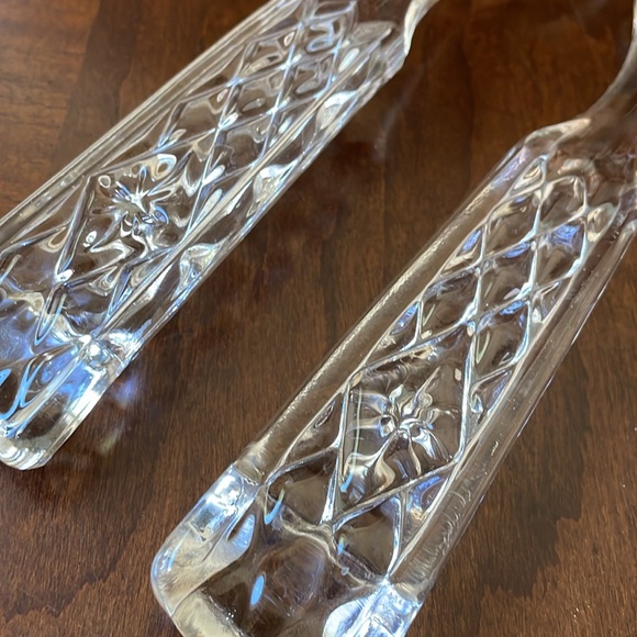 VTG 1960’s Anchor Hocking WEXFORD Pattern Glass Fork and Spoon Salad Serving Set - Picture 4 of 8